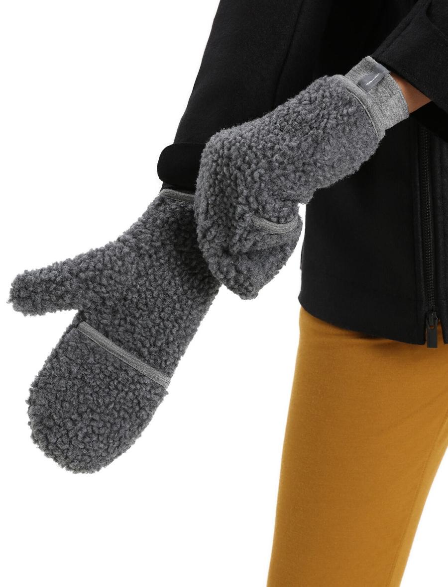 Icebreaker Unisex RealFleece™ Merino High Pile Mittens Férfi Kesztyű Szürke | HU 1053EBCX